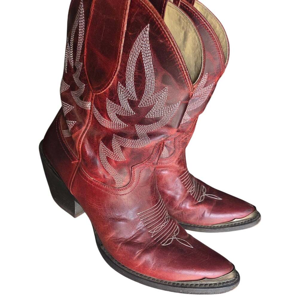 Idyllwind Burgundy Red Leather Western ankle short Boot Cowgirl Women 11 Cap Toe